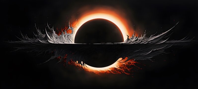 art of eclipse moon sun a black and white high contrast full bodys,generative AI