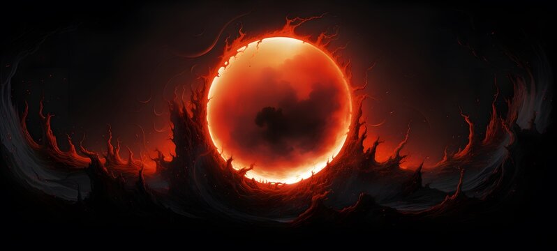 art of eclipse moon sun a black and white high contrast full bodys,generative AI