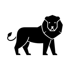 Silhouette of a standing lion with a bushy mane icon