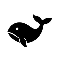 Silhouette of a dolphin swimming in a white background