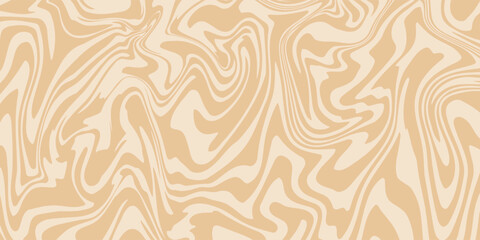 Beige marble acrylic swirl seamless pattern. Coffee latte, caramel, ice cream texture. 1970s trippy psychedelic waves print background.