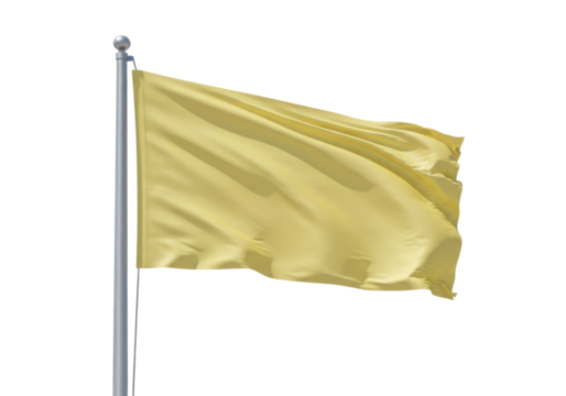 Waving yellow flag PNG isolated on transparent background, single color banner for design and graphic resources