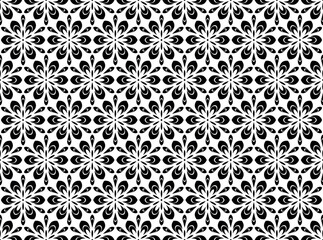 Flower geometric pattern. Seamless vector background. White and black ornament.