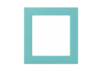 Aqua picture frame PNG isolated on transparent background, blank photo frame for mockup and graphic design use