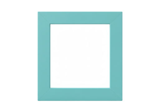 Aqua picture frame PNG isolated on transparent background, blank photo frame for mockup and graphic design use