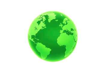 Green glowing planet earth showing seamless world map, ecology, global environment, and sustainability concept, transparent background
