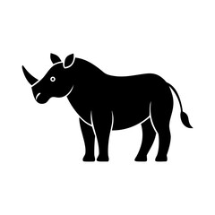 Silhouette of a rhino standing in a white background