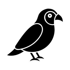 Silhouette of a small bird with rounded body and beak