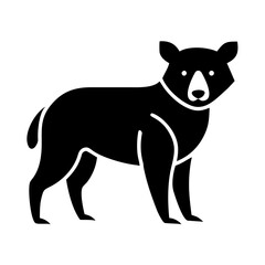 Illustration of a solid black bear standing on four legs