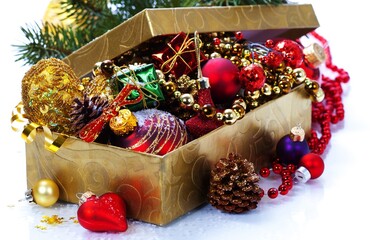Christmas Background with Bokeh Lights and Gift Boxes