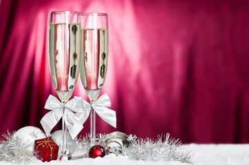 Christmas Background with Bokeh Lights and Gift Boxes