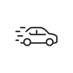 Fast car, linear icon. Vehicle speed and motion. Line with editable stroke.