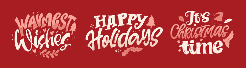 Merry Christmas and Happy New 2026 Year - cute hand drawn doodle lettering postcard. Hello 2026. Holly Jolly, Tis the season.