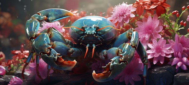 A scorpion monster , a small creature made of glass that is sitting in the palm of your hand,generative AI