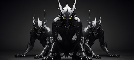 art of Cerberus demon a black and white high contrast full body,generative AI