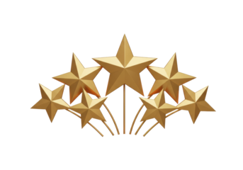 Golden star arrangement isolated on transparent background, decorative element for awards and celebrations PNG