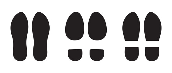 Shoeprint Icon Set. Casual, Formal, and Boot Sole Silhouettes for Design Use.