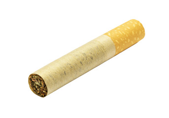 Hand-rolled cigarette isolated on transparent background, marijuana joint with filter for smoking...