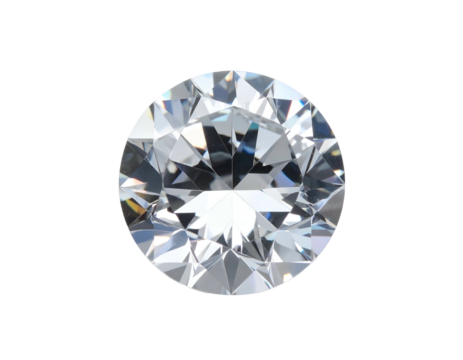 A brilliant-cut, sparkling gemstone with many facets against a black background