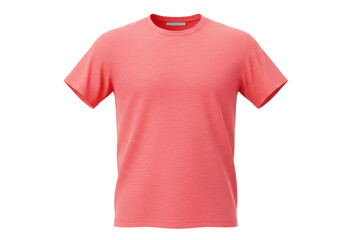 Salmon-colored t-shirt isolated on transparent background, casual short sleeve apparel for men and...