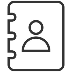 black outline address book icon