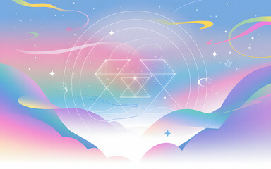 Colorful Sky Dreamscape: Isolated Geometric Shape against Transparent Backdrop