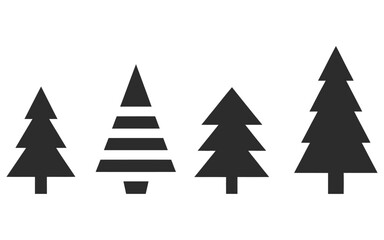 Fototapeta premium Silhouette Christmas Trees: A set of four elegant black silhouettes of Christmas trees, evoking a sense of festive minimalism. 