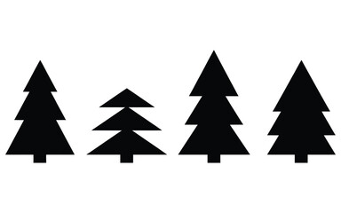 Fototapeta premium Evergreen silhouette trees: a collection of stylish evergreen tree silhouettes, capturing the essence of the winter season and holiday spirit.