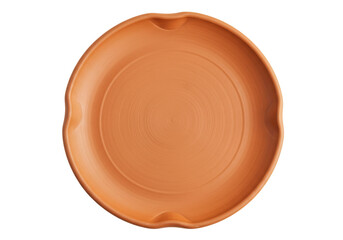 Terracotta plant saucer isolated, round clay pot drip tray for indoor and outdoor gardening, no...