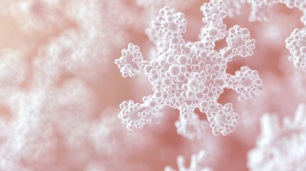 Magnified view of virus particles illustrating complex cellular structure in a scientific study