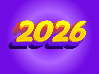 “2026 Purple Yellow Editable 3D Text Effect Vector for Graphic Design”