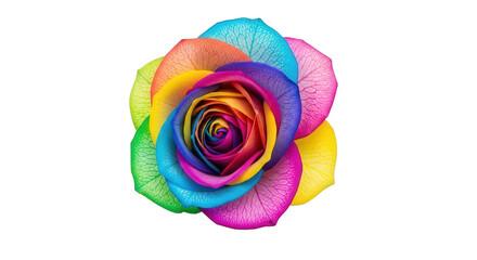 Colorful Rainbow Rose Flower Against Black colors petals