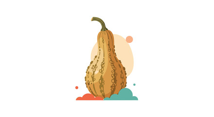 Obraz premium A unique elongated gourd with a bumpy skin sits on a white background.