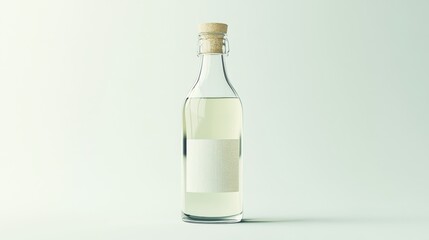 Fototapeta premium Clear glass bottle filled with water on a white background highlighting simplicity and purity