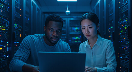 Data center it engineers server room maintenance system administrator cloud computing network security team work