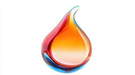 Colorful glass teardrop sculpture showcasing vibrant hues and elegant design in a minimalistic style