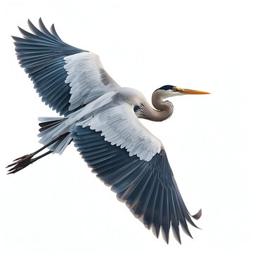 Majestic Flight A Great Blue Heron Gliding Gracefully Across the Sky, Wings Spread Wide, Captivating Birdlife Scene
