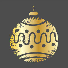 golden christmas ornament with textured surface and decorative dots and waves on dark background concept of luxury holiday celebration design greeting card and festive decoration industry
