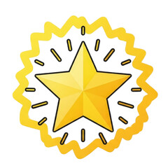 Golden star award badge with radiating lines graphic