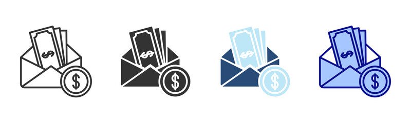 Salary Icon Set. Designed In Multi Style