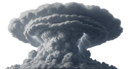 Massive mushroom cloud explosion with lightning strikes