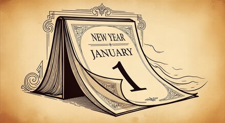 Vintage tear-off calendar page showing January 1st, symbolizing the start of a new year.