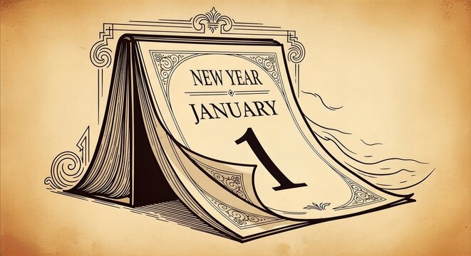 Vintage tear-off calendar page showing January 1st, symbolizing the start of a new year.