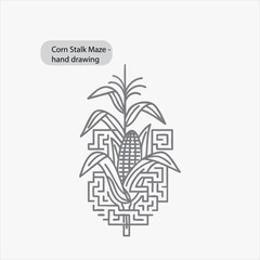 Corn stalk maze hand drawing outline simple farm activity for kids education