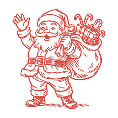 Santa with Gifts – Merry Christmas Illustration of Santa Claus Carrying Presents
