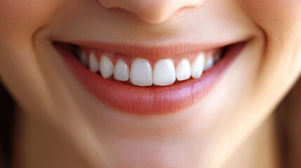 Fototapeta premium Bright smile of a young woman showcasing healthy teeth and a joyful expression in a warm setting