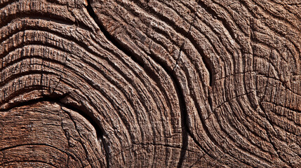 section. Close-up of ancient tree rings, intricate wood grain patterns in rich brown tones. gardening catalogs, home-decor guides, designed for home decor and floral branding, used by radiologists.