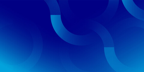Modern blue abstract background with circular geometric lines and gradient curve shapes, futuristic minimal design for digital technology banner, business presentation, website, and corporate template