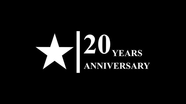 20 years anniversary motion graphic 4K footage with star. 4K motion animation. particles and number. Animated 20 years Birthday Wishes , Background with alpha channel 4k ..