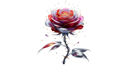 Stylized Rose with Metallic Petals and Thorns flower
